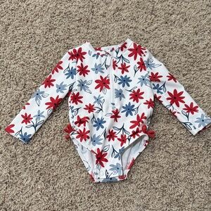 Carter's Red and Blue Floral Baby Bodysuit